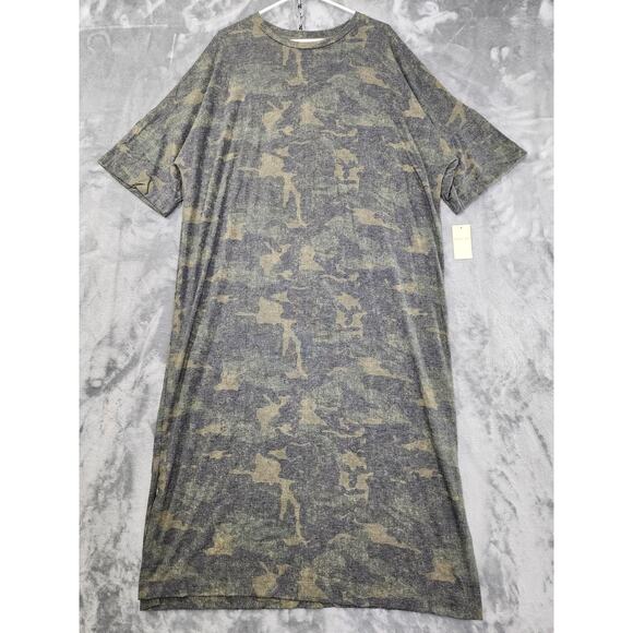 NEW Crescent Drive Camo Print Midi Length T-shirt Dress Size 2/3 Casual Stretch - Picture 1 of 9